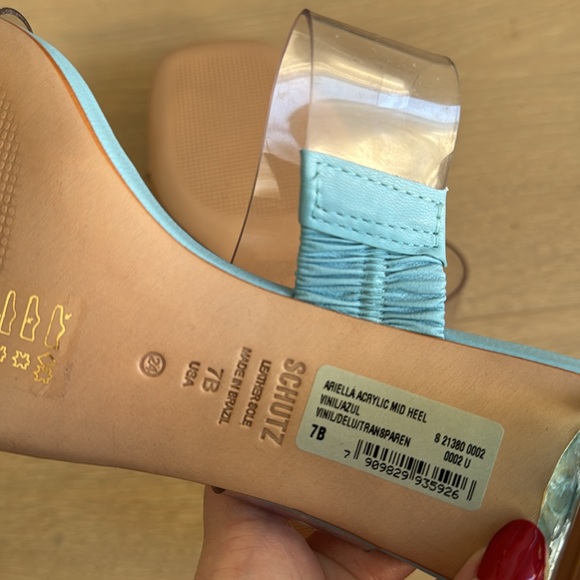 NWT Schutz Arielle acrylic mid heel sandals in azul color size 7 - Picture 5 of 5